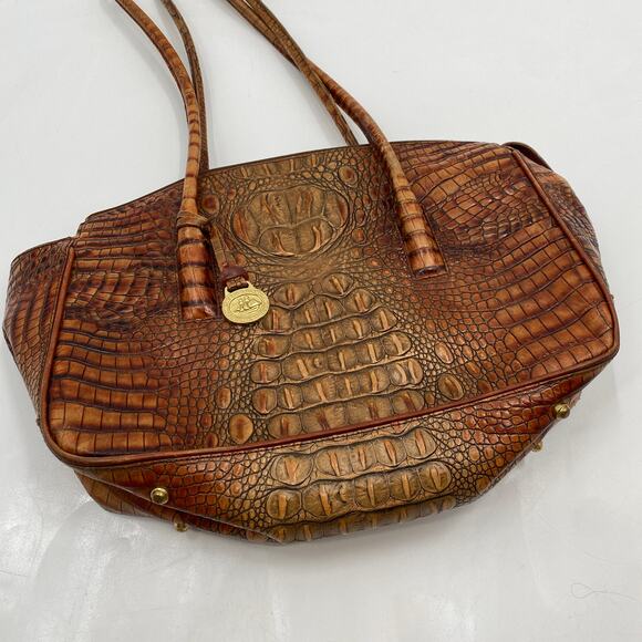 Brahmin brown exotic leather shoulder bag - Picture 2 of 8